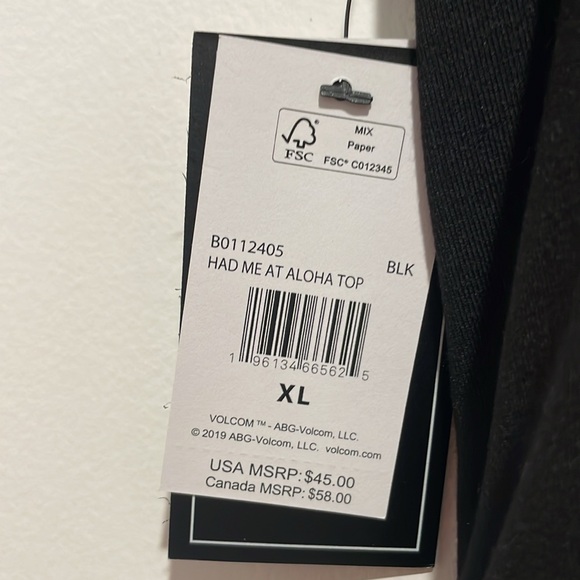 NWT Volcom reversible Had Me at Aloha top black size XL new never worn - Picture 3 of 4